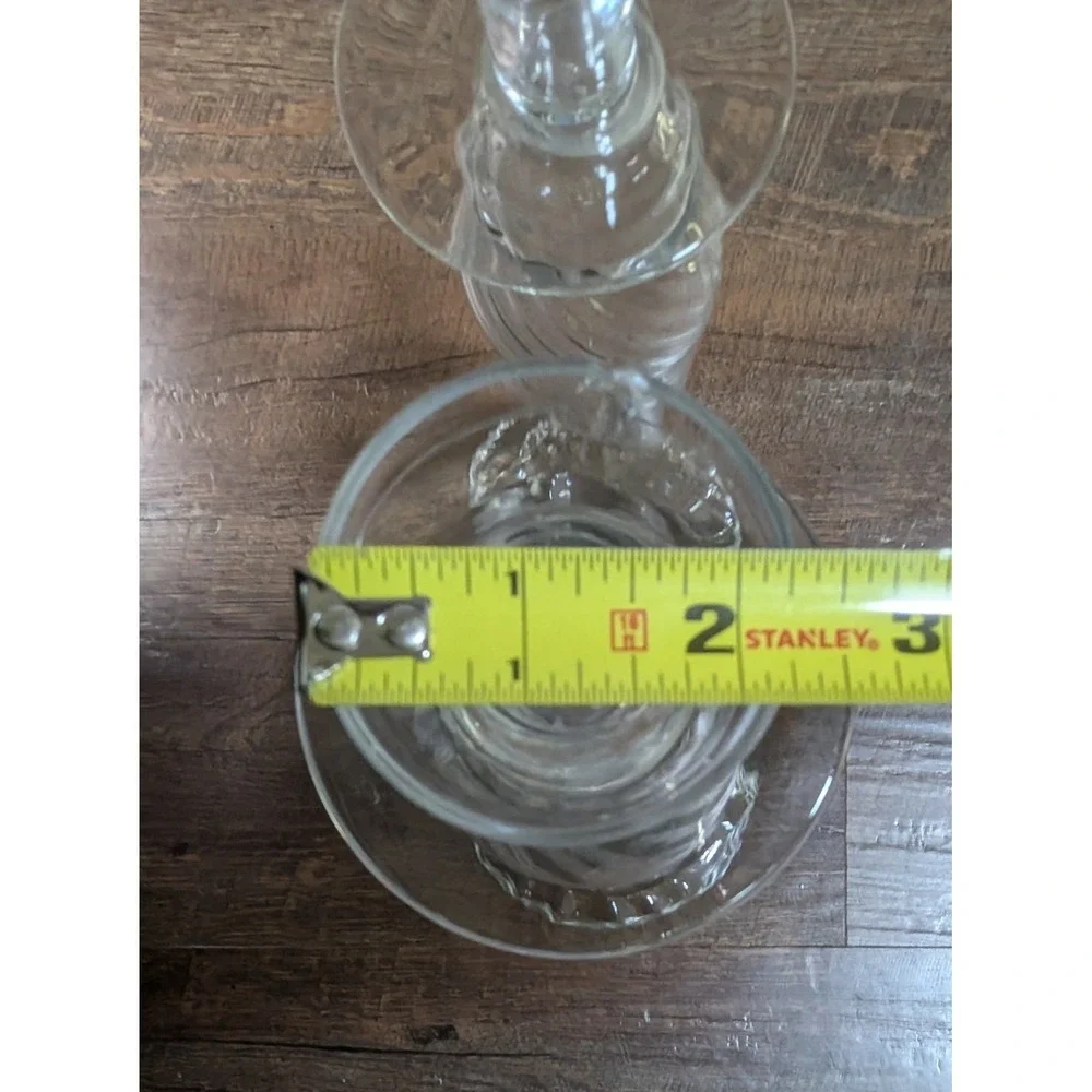 Vtg‎ Hand Blown Clear Glass Candlesticks Swirl Pedestal (Set of 2) 15